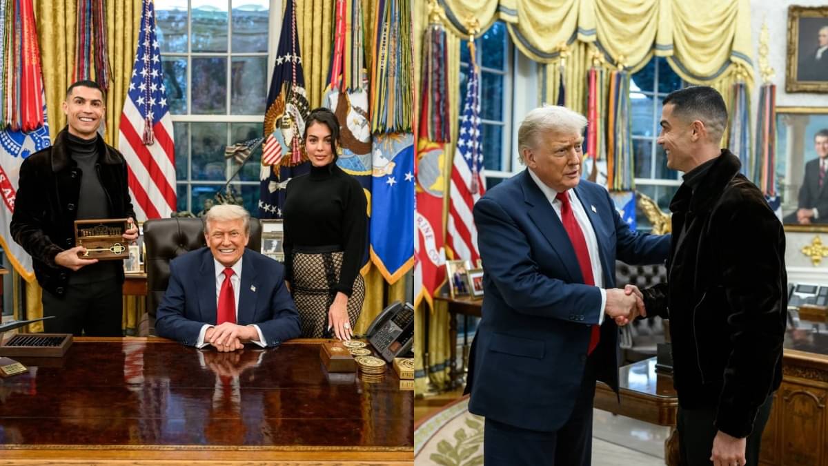 Cristiano Ronaldo Poses With Donald Trump At White House, Gets Golden Key From US President