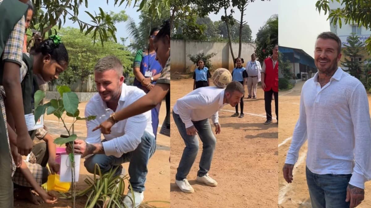 David Beckham Engages With School Students Through Football Event In Visakhapatnam On His Second Visit to India | WATCH