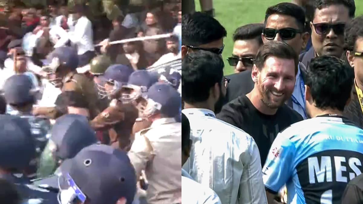 Lionel Messi GOAT India Tour: Mild Force Used By Police To Remove Crowd Outside Hotel Accommodating Messi In Kolkata