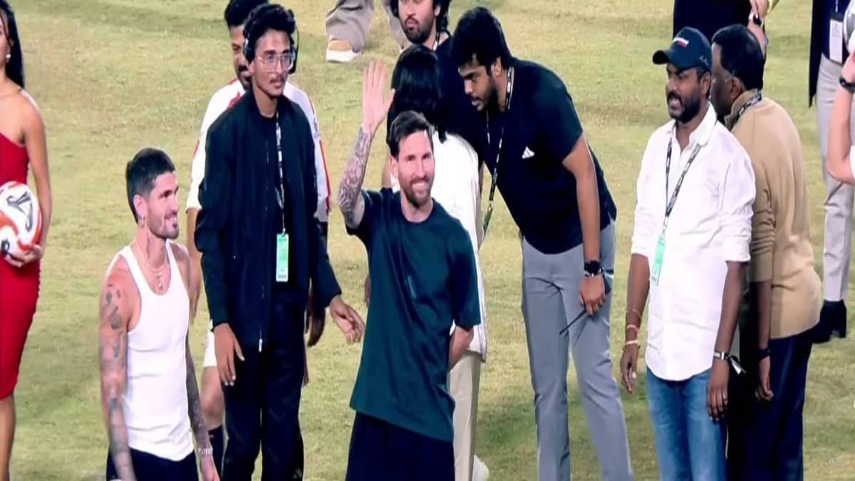 WATCH| Little Football Star Impresses Lionel Messi With His Football Skills In Hyderabad Leg Of GOAT Tour India