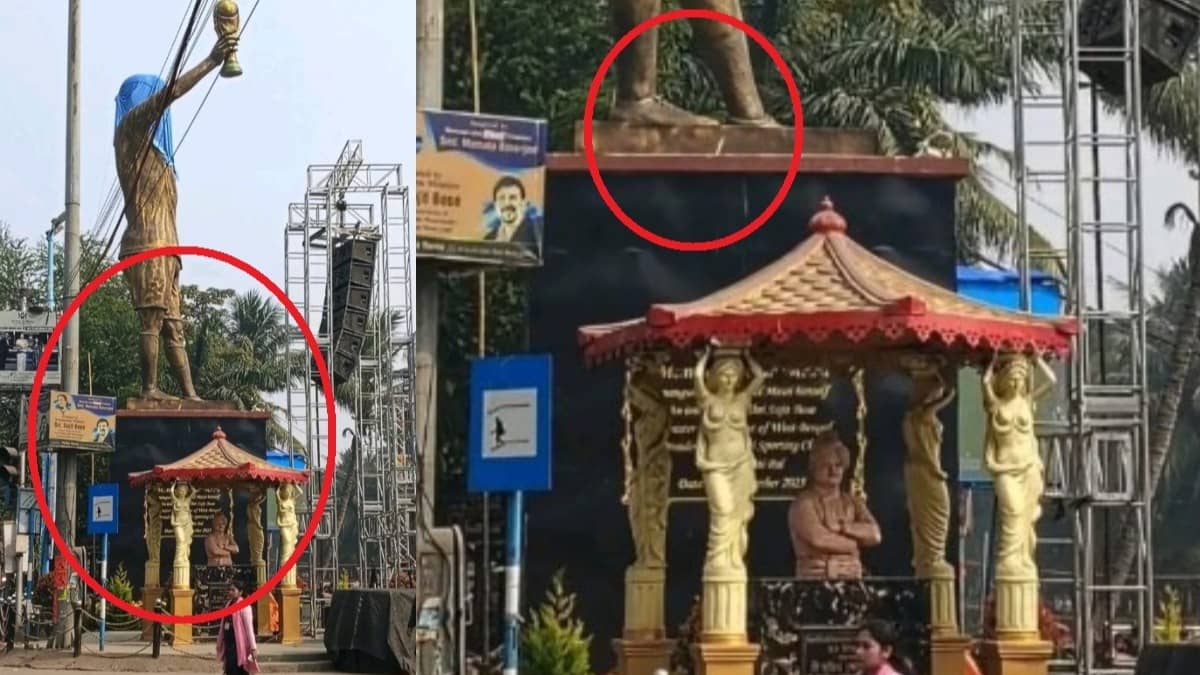 Swami Vivekananda at Lionel Messi’s Feet? 70 Ft-Statue Positioning Stirs Unnecessary Online Controversy During GOAT India Tour 2025
