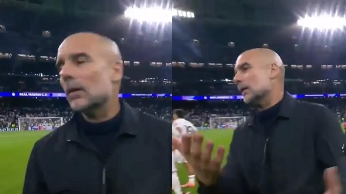 WATCH: Pep Guardiola’s Reaction To Camera Following Manchester City’s Dominant Win Against Real Madrid In UCL Goes Viral