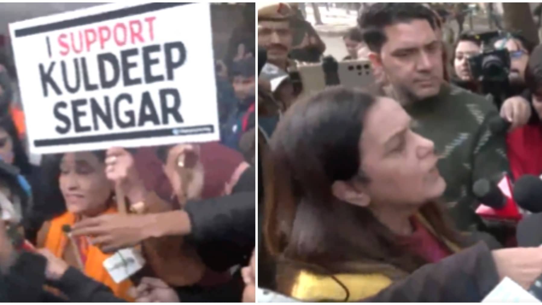 Unnao Rape Survivor’s Supporters Chant ‘Shame On You’ During Clash With Group Holding ‘I Support Sengar’ Poster
