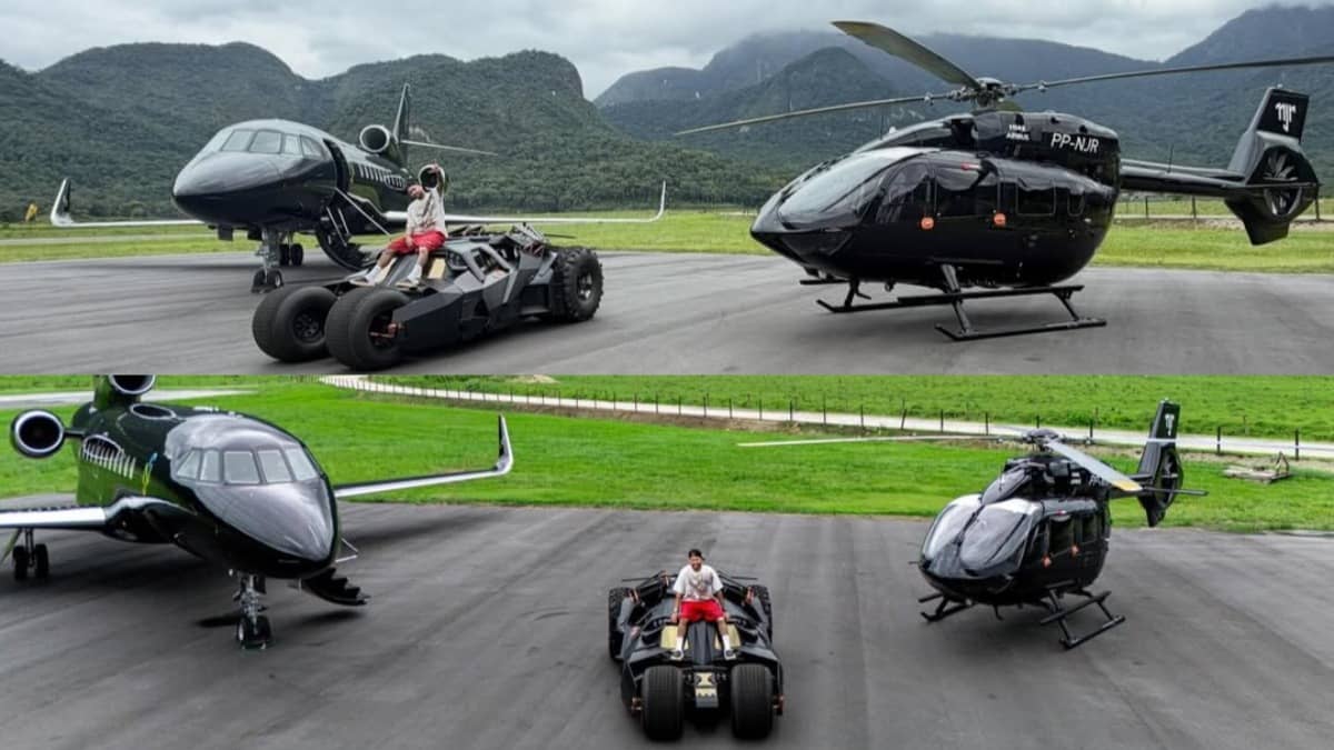 WATCH: Neymar Lives The ‘Dark Knight Dream’, Flaunts The Iconic Batmobile Replica, Private Jet, Airbus Helicopter