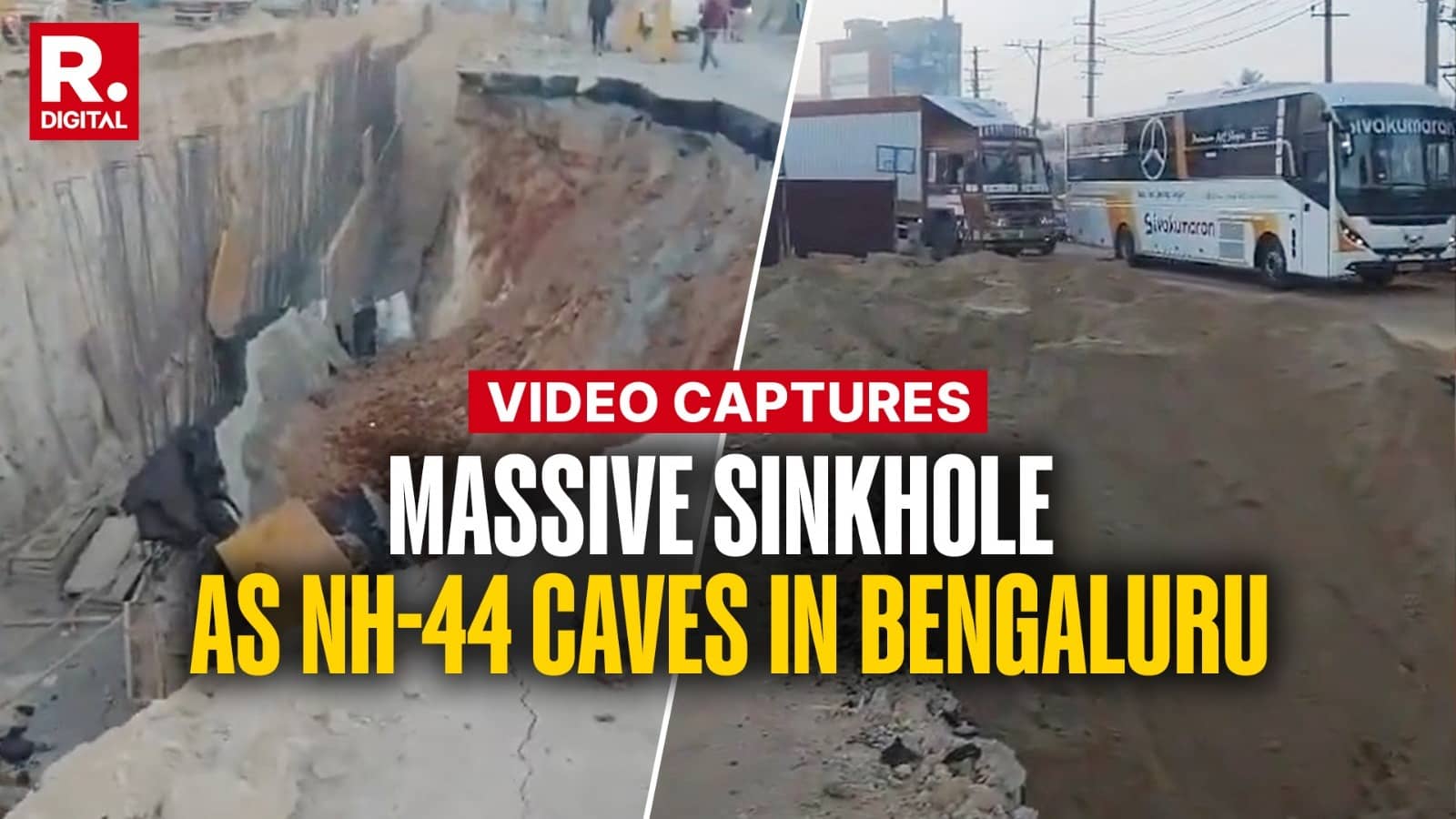 Bengaluru: NH-44 Caves In, Massive Sinkhole Brings Traffic To A Screeching Halt
