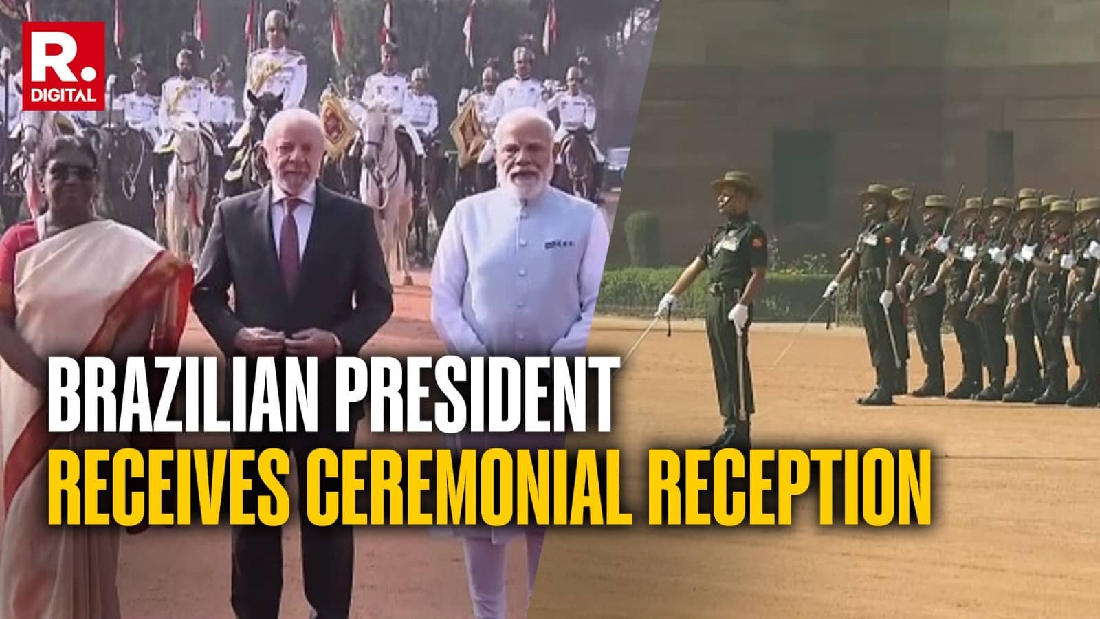 Brazilian President Luiz Inacio Lula Da Silva Receives Ceremonial Welcome at Rashtrapati Bhavan