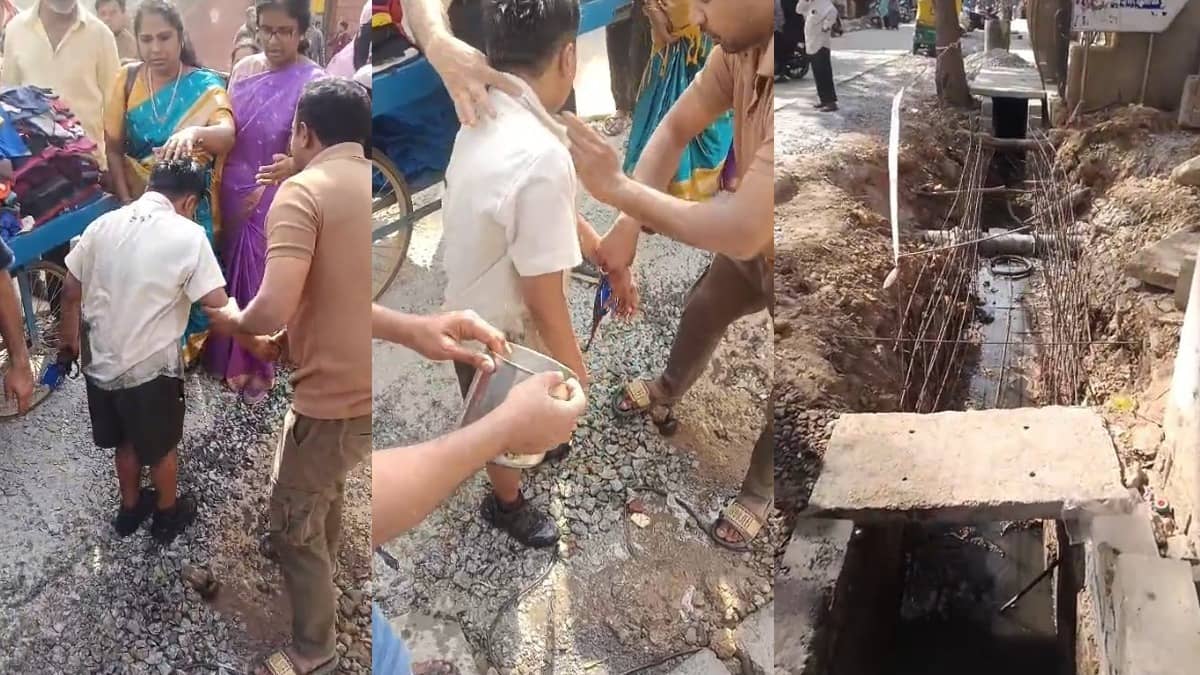 Civic Negligence Exposed: Class 1 Student Falls Into Open Drain Outside School in Bengaluru’s Govindapura, Rescued