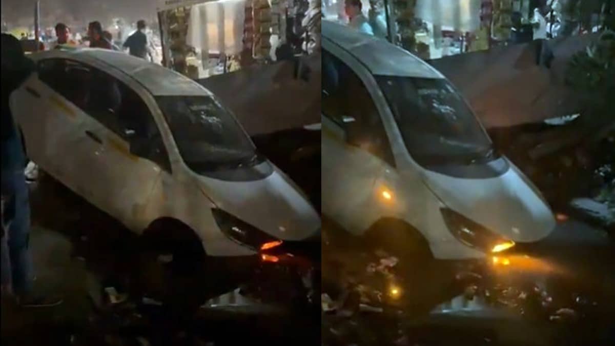 Days After Noida Techie’s Death, Car Plunges Into Open Drain in Sector 70; Residents Allege Negligence