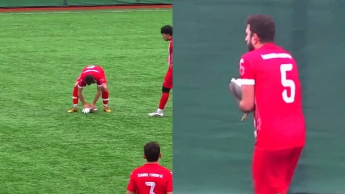 WATCH| Turkish Footballer’s Heartwarming Act And Quick Thinking Saves Seagull’s Life Mid-Match In Istanbul