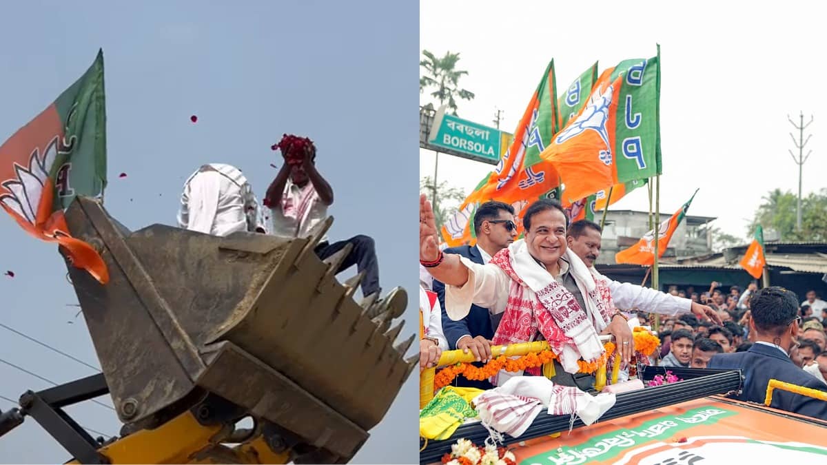Assam CM Himanta Biswa Sarma Gets Bulldozer Salute On Day 2 Of BJP’s Jan Ashirwaad Yatra