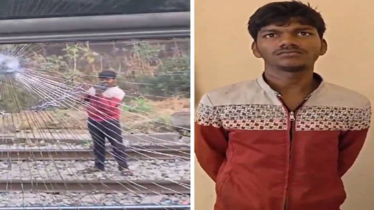 Caught on Cam: Drunk Scrap Dealer Hurls Stones at Vande Bharat Express Near Kalyan, Arrested