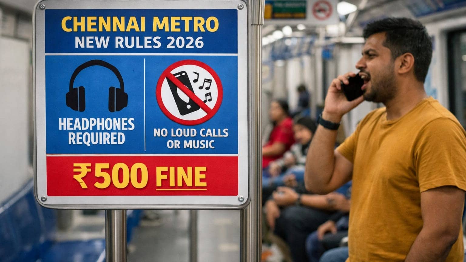 Metro New Rules 2026: No Headphones? Rs 500 Fine For Loud Calls, Music Inside Trains Explained