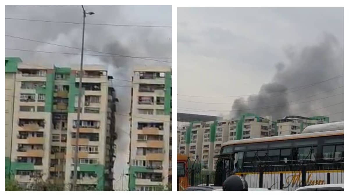 Massive Fire Breaks Out at Gaur Green Avenue Residential Complex In Indirapuram Area Of Ghaziabad