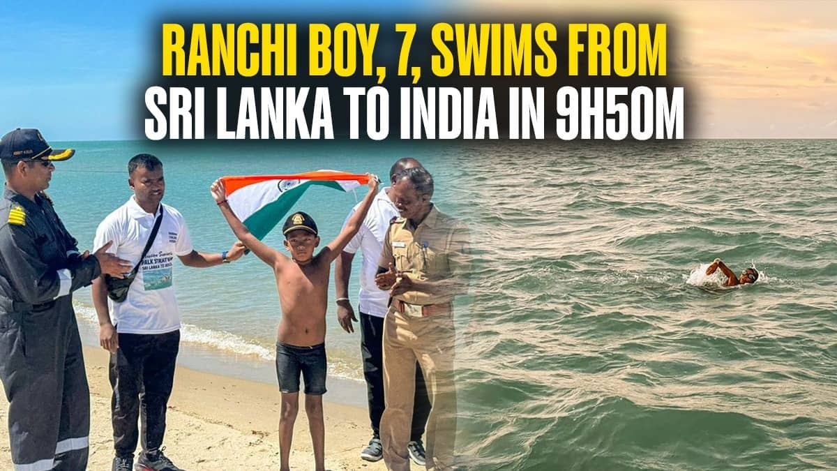7-Year-Old Ishank Singh Swims from Sri Lanka to India Across Palk Strait in 9 Hours 50 Minutes, Sets World Record