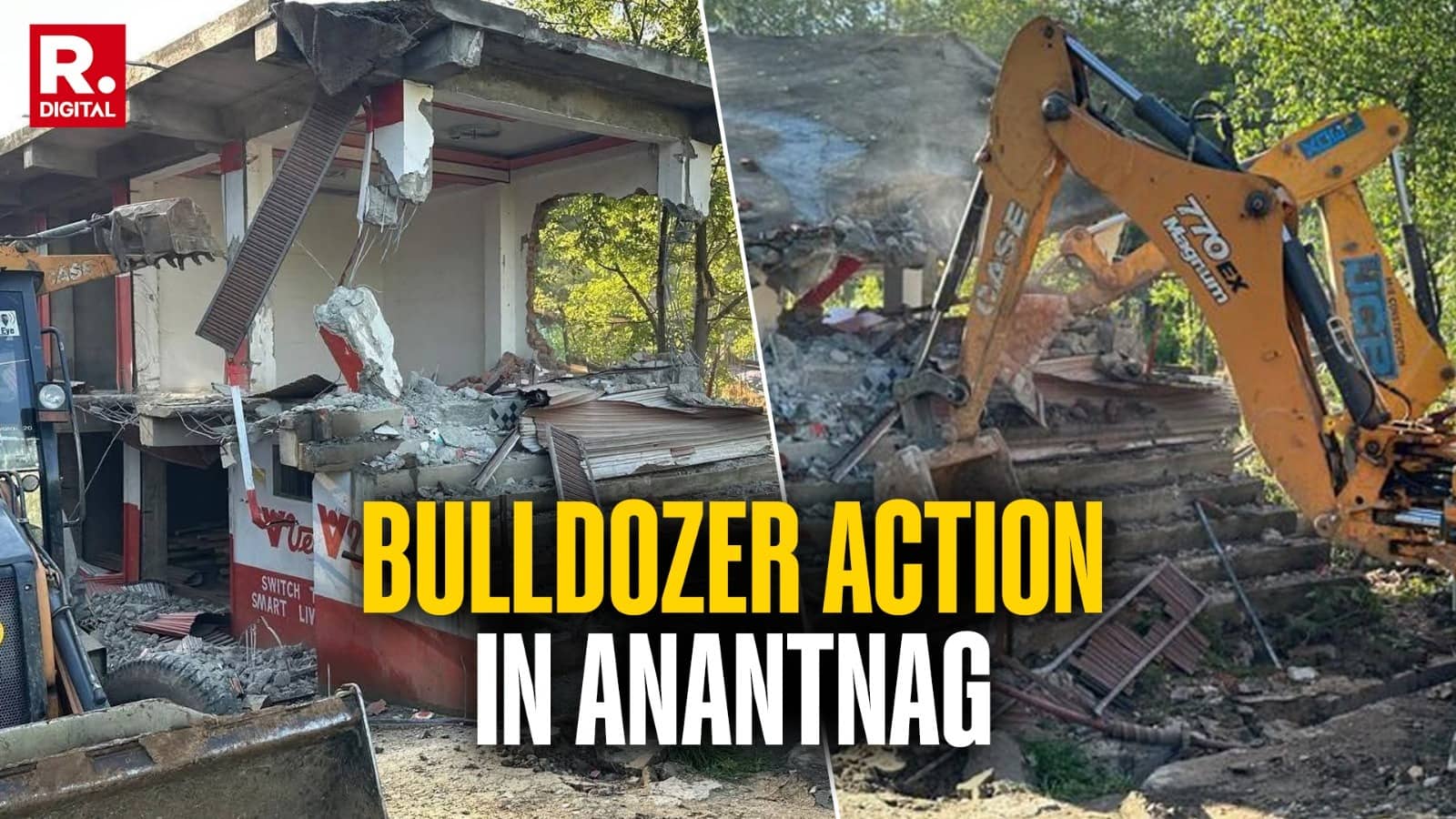 Bulldozer Action J&K’s Anantnag: Illegal Property of Drug Peddler Worth ₹1 Crore Demolished