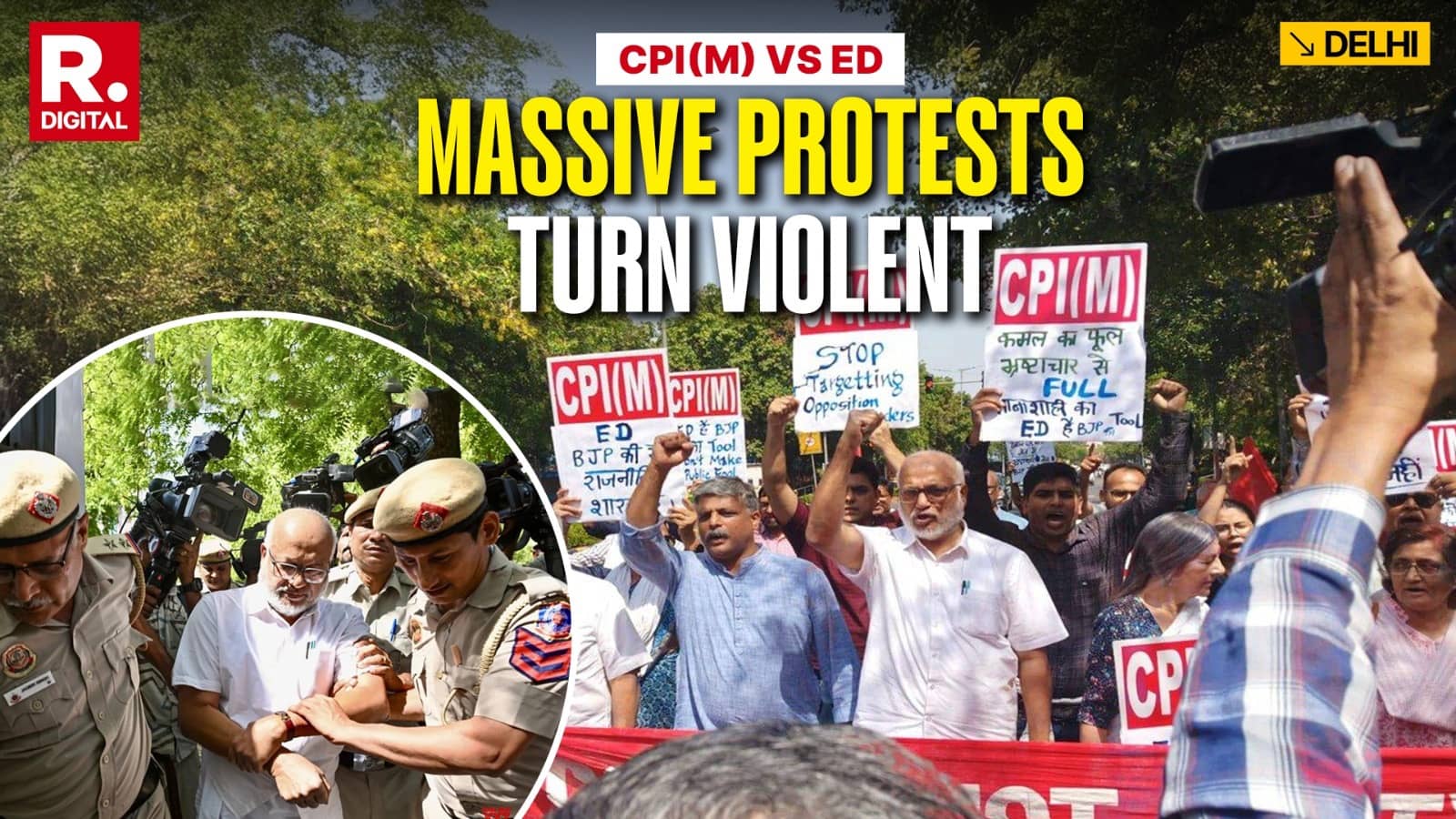 Pinarayi Vijayan’s Supporters Attack ED Team with Slippers & Stones, Smash Car Windshield After Raid; 7 Detained
