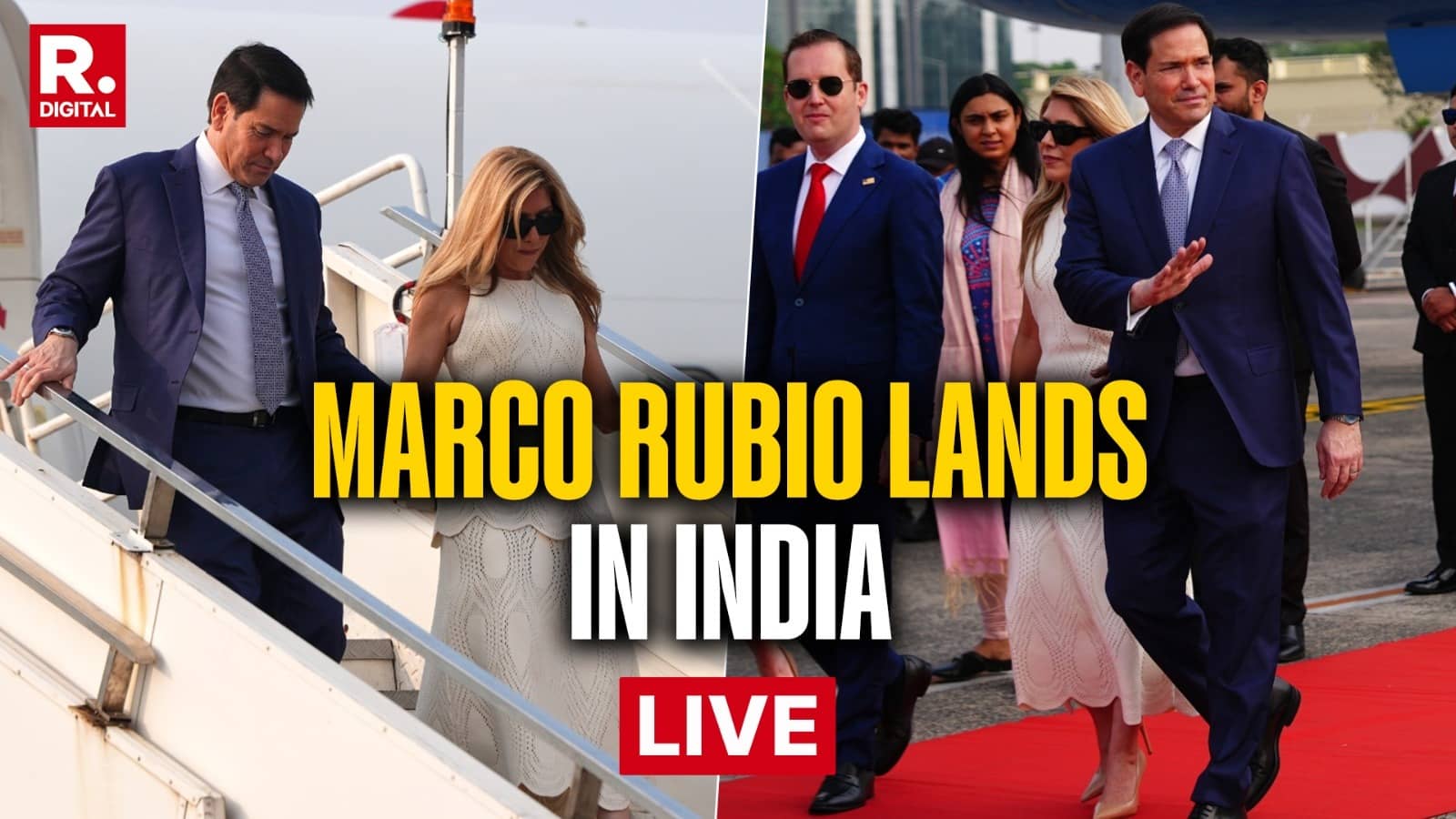 Rubio In India LIVE: US Secretary Marco Rubio Lands In India For His Maiden Visit, Trade, Defence, Energy & Quad Talks on Agenda