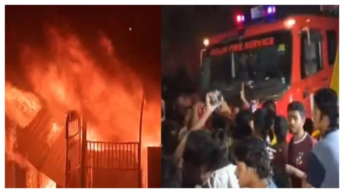 Delhi Shastri Park Furniture Market Fire: Angry Locals Pelt Stones at Fire Tenders Over Reported Delay in Initial Response