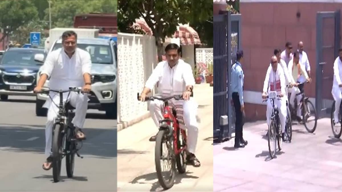 Union Ministers and Leaders Cycle to Office to Support PM Modi’s Fuel Conservation Appeal | Video
