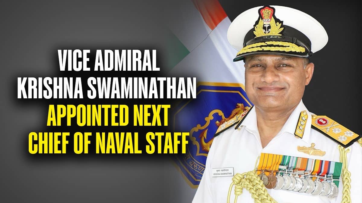 Vice Admiral Krishna Swaminathan Appointed as New Navy Chief; Admiral Tripathi Retires May 31