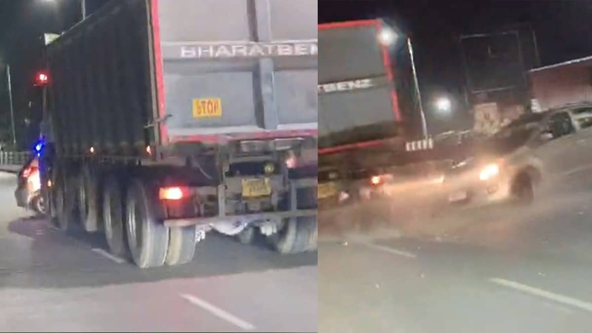 Odisha Horror: Speeding Truck Rams, Drags Car For Several Meters On Palasuni Bridge; Father-Daughter Duo Miraculously Survive | WATCH