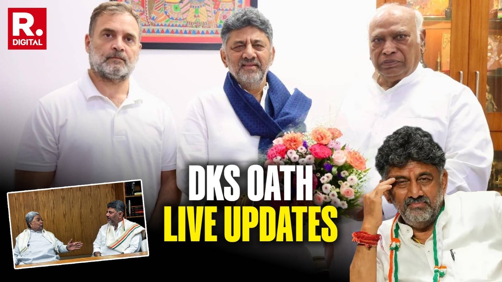 DK Shivakumar Oath LIVE: DKS To Be Sworn-In As Karnataka Chief Minister In Lok Bhavan, All Eyes on Cabinet Formation and Power-Sharing