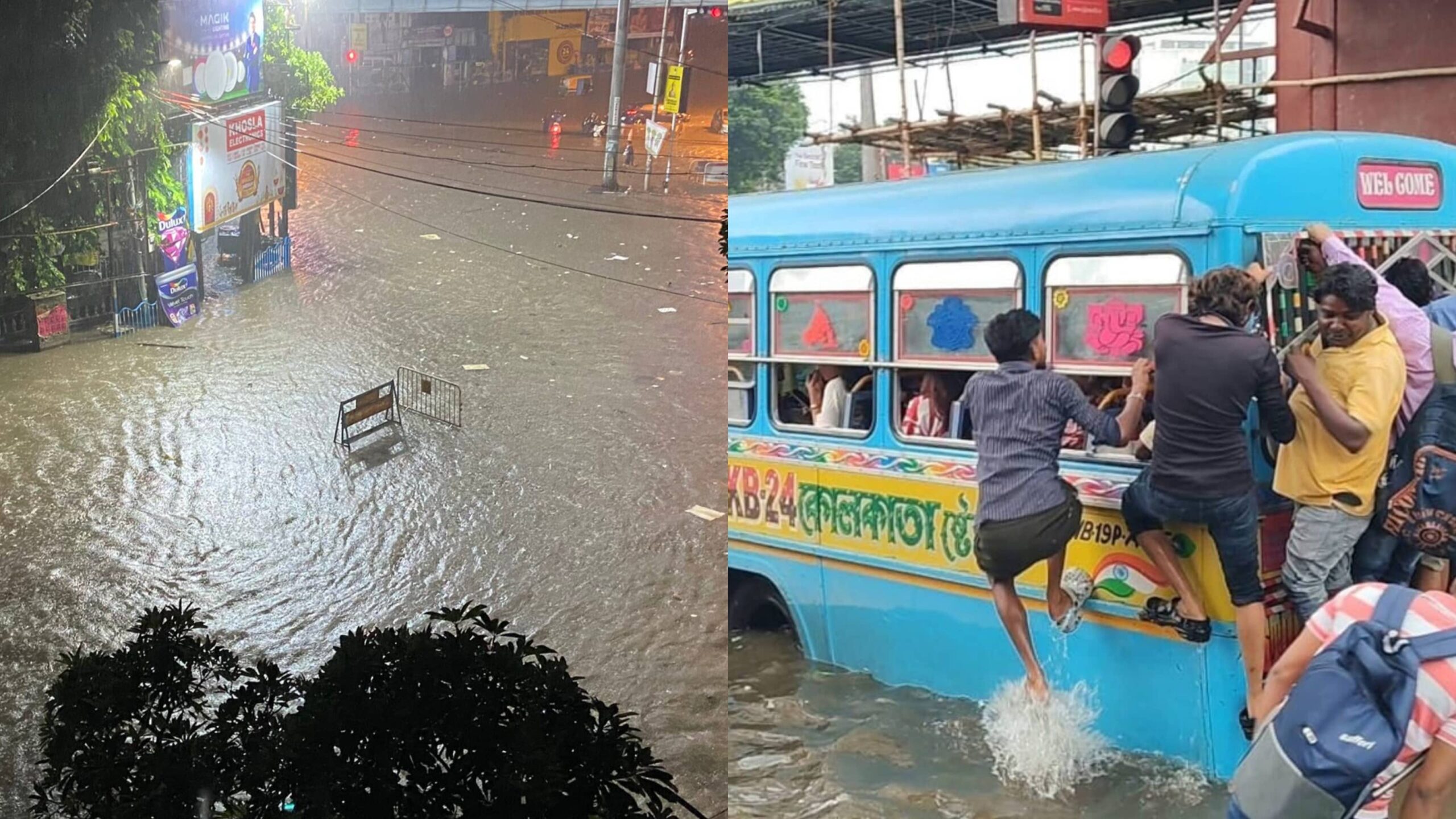 West Bengal Rain Chaos: Red Alert and Flood Warning Issued for North Bengal; Severe Waterlogging Paralyses Kolkata Traffic