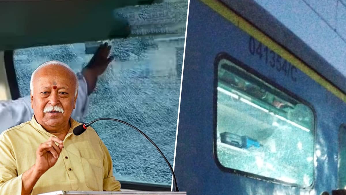 Stone Hurled At Train Carrying RSS Chief Mohan Bhagwat; Shatabdi Express Coach Window Shattered Near Firozabad