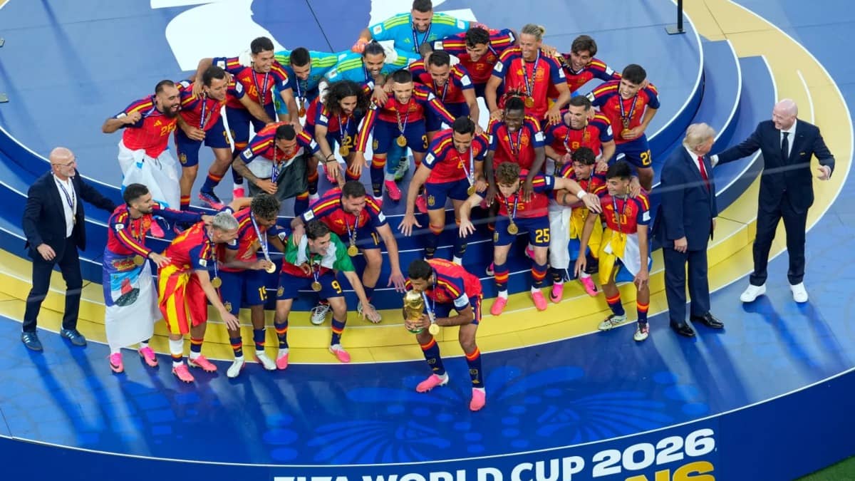 USA President Donald Trump Hogs Limelight At FIFA World Cup Final, Presents Trophy To Spain At MetLife Stadium