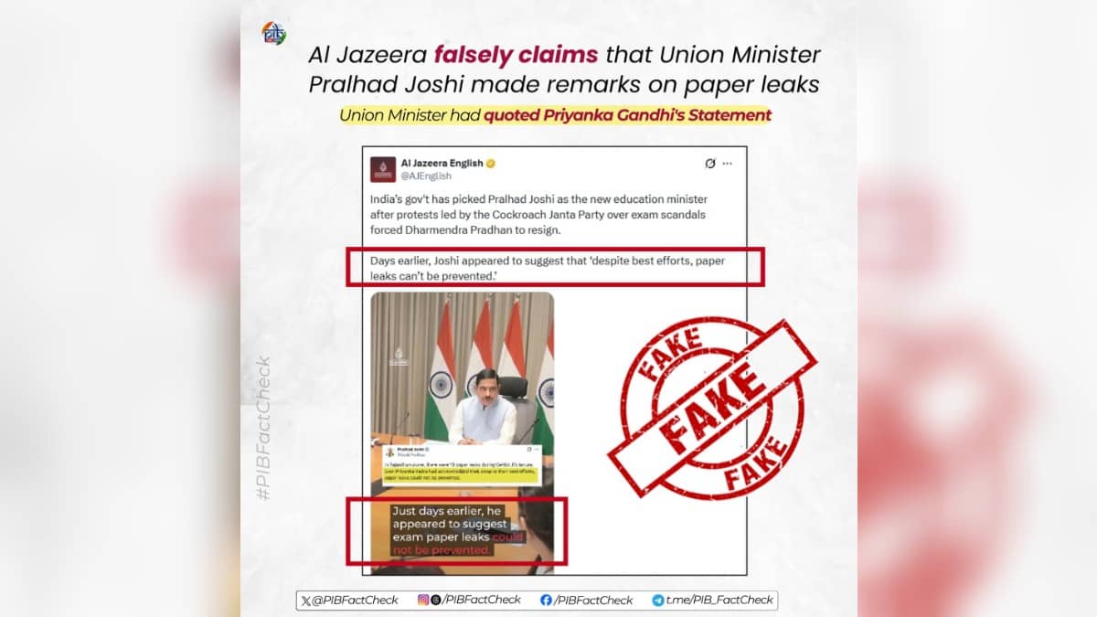 ‘False & Misleading’: PIB Debunks Al Jazeera Claim, Clarifies Union Minister Was Quoting Priyanka Gandhi on Paper Leaks