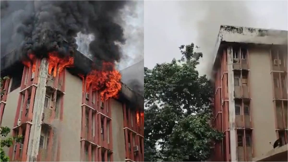Massive Fire Engulfs Upper Floors of Jawahar Bhavan in Lucknow’s Hazratganj