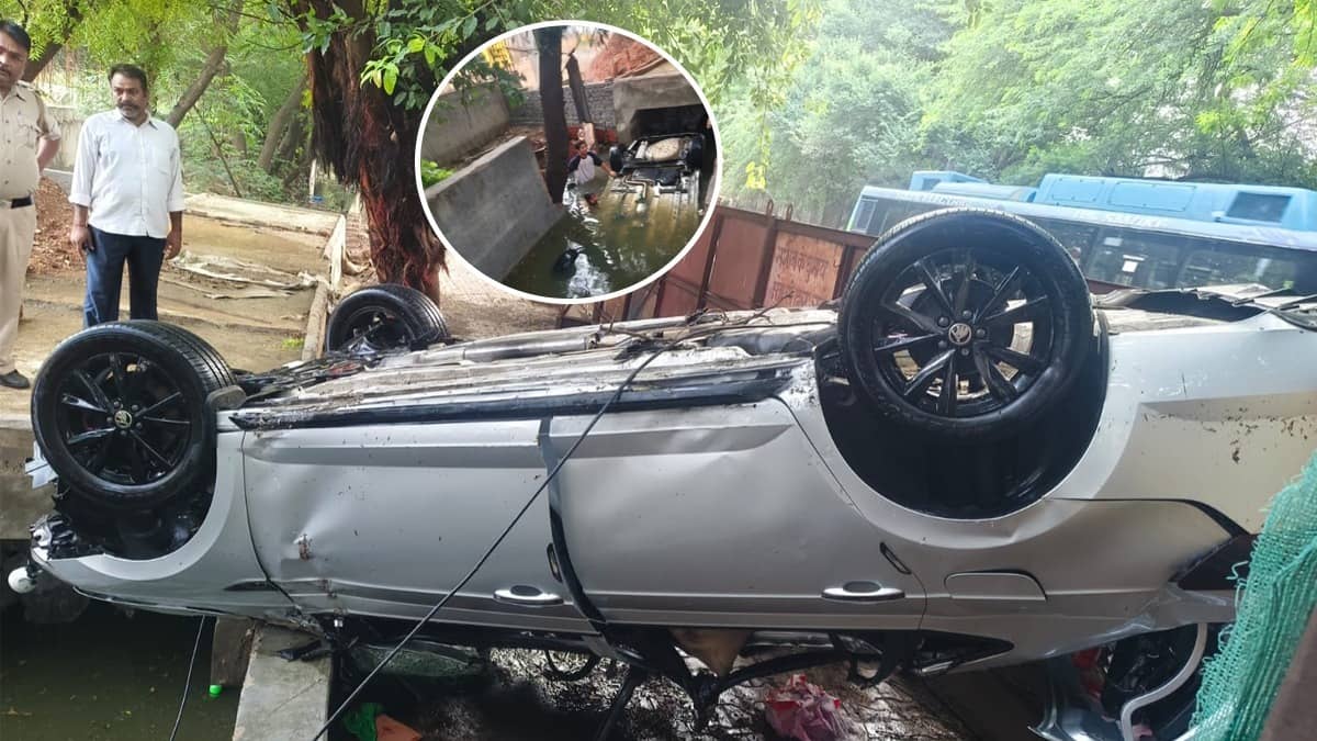 Delhi Car Crash: Army Officer’s Son Dies as Car Veers Off Road & Plunges Into Drain in Vasant Kunj